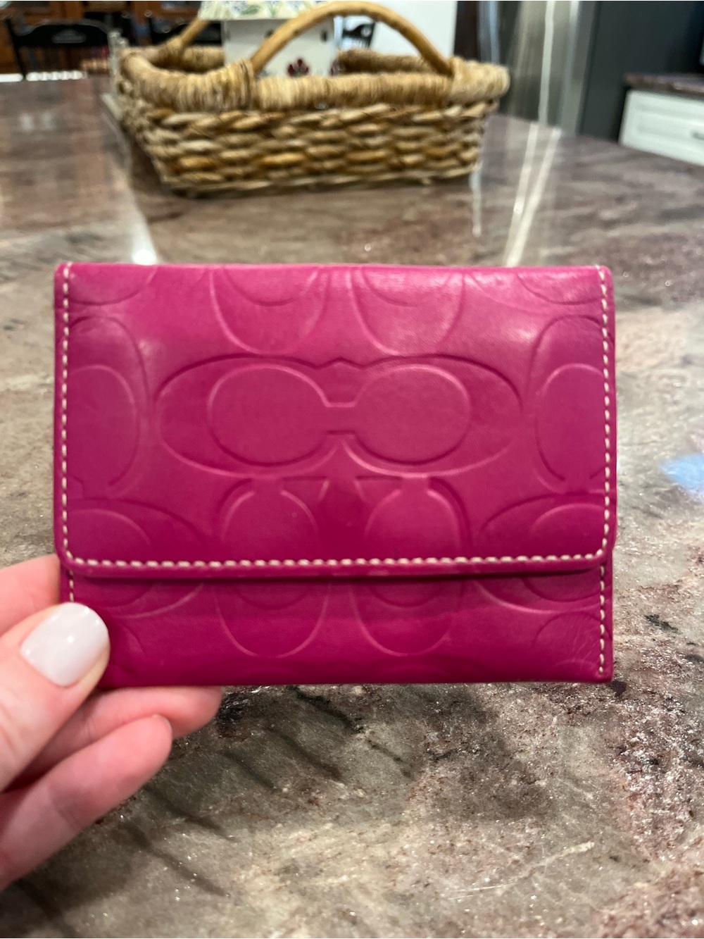 Coach Embossed Signature Leather Card Wallet